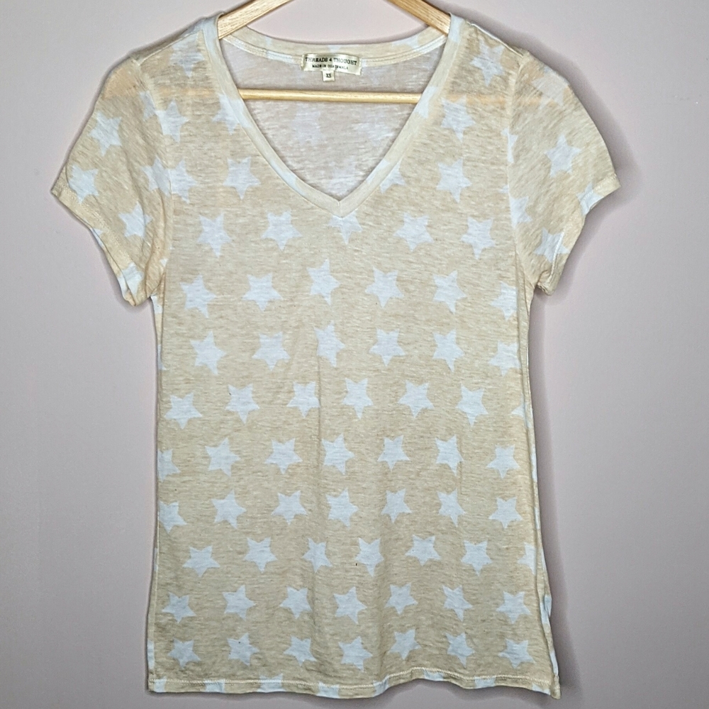 Threads 4 Thought V-Neck Stars Short Sleeve Tee